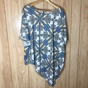 Brina & Em Geometric Round Neck Short Sleeve Blouse 2X